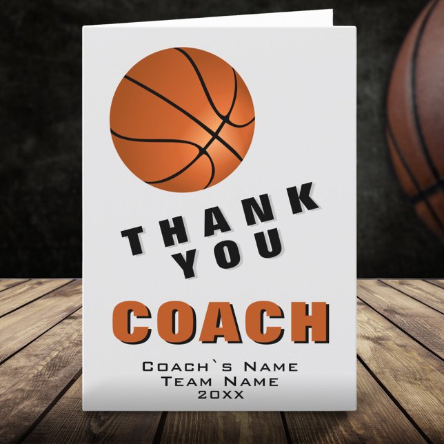 Basketball Ball Danke, Coach Card Dankeskarte (Von Creator hochgeladen)