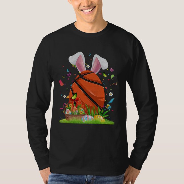 Basketball Ball Egg & Bunny Ears Happy Easter Day  T-Shirt (Vorderseite)