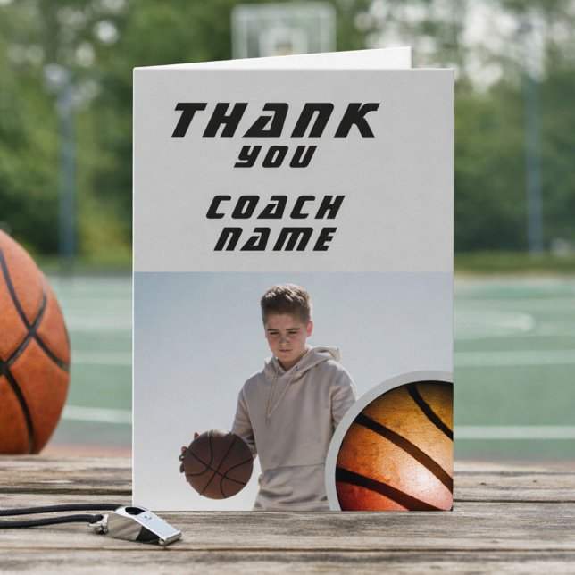 Basketball Ball Foto Coach Dankeskarte (Von Creator hochgeladen)
