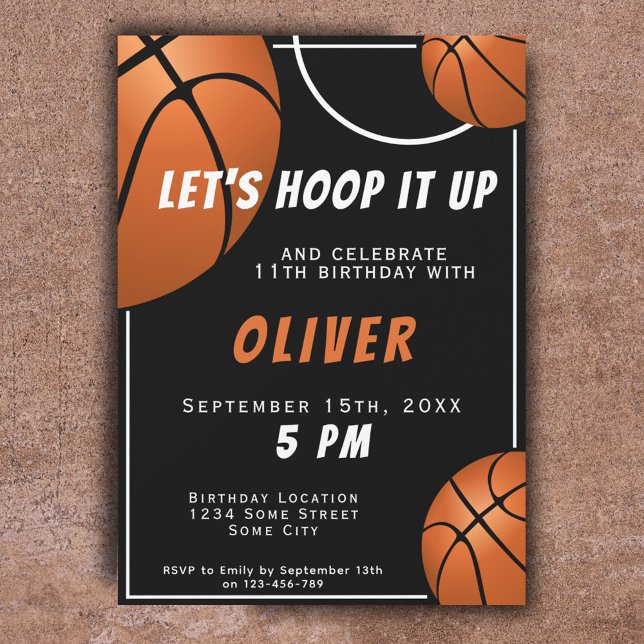 Basketball Ball Fun Sports Kindergeburtstag Einladung (Von Creator hochgeladen)