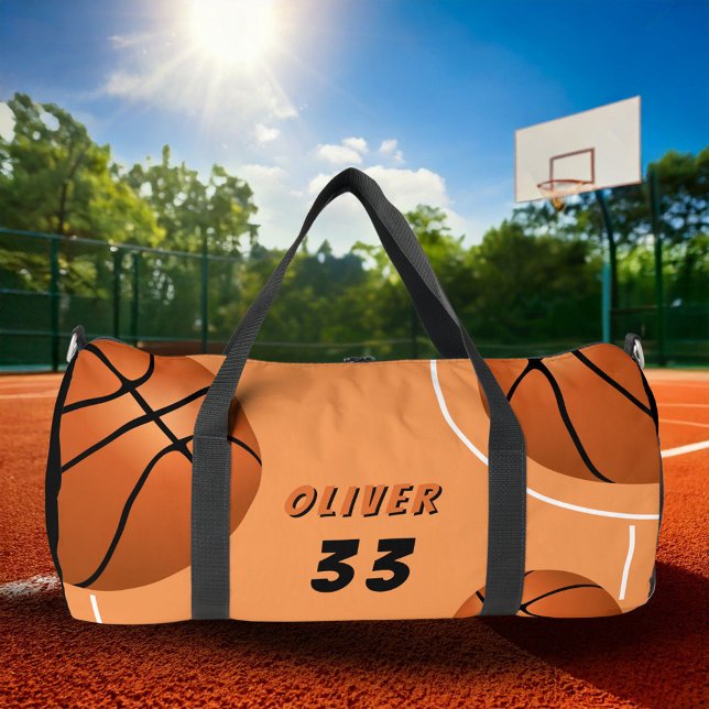 Basketball Ball Fun Sports Player Name Nummer Duffle Bag (Von Creator hochgeladen)