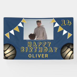 Basketball Ball Girlanden Flaggen Blau Foto Geburt Banner