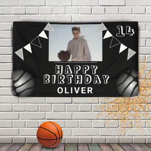 Basketball Ball Girlanden Flaggen Schwarz Foto Geb Banner