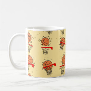 Basketball - Ball & Hoop Nahtloses Muster Kaffeetasse