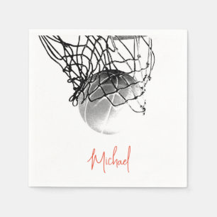 Basketball-Ball in Schwarz und Weiß - Ihr Name Serviette
