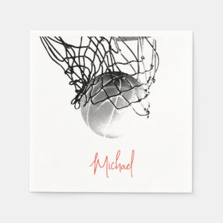 Basketball-Ball in Schwarz und Weiß - Ihr Name Serviette