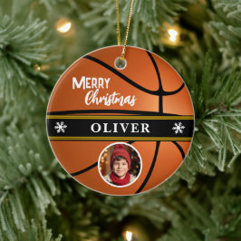 Basketball Ball Individuelle Name Frohe Weihnachte Keramik Ornament