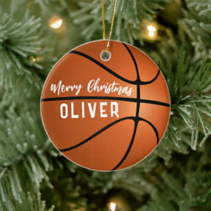 Basketball Ball Individuelle Name Frohe Weihnachte Keramik Ornament