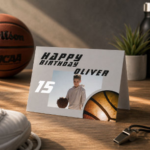 Basketball Ball Junge Foto Alles Gute zum Geburtst Karte