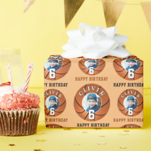 Basketball Ball Kinder Happy Birthday Age Foto Geschenkpapier