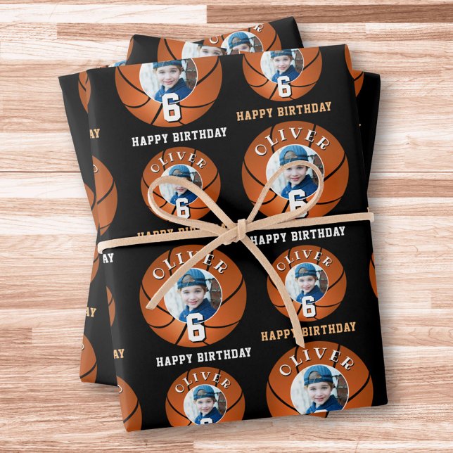 Basketball Ball Kinder Happy Birthday Age Foto Geschenkpapier Set (Von Creator hochgeladen)
