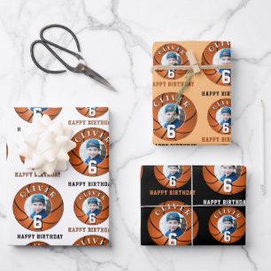 Basketball Ball Kinder Happy Birthday Alter Foto Geschenkpapier Set