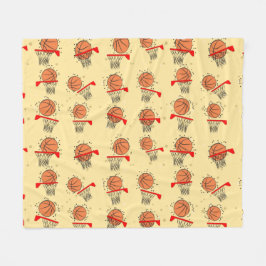 Basketball - Ball & Korb Nahtloses Muster  Fleecedecke