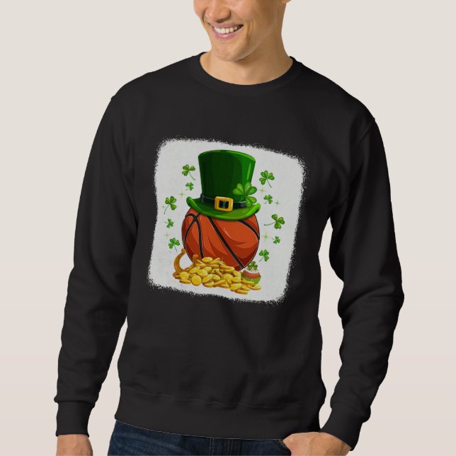 Basketball Ball Leprechaun Hat Shamrock Irish St P Sweatshirt (Vorderseite)