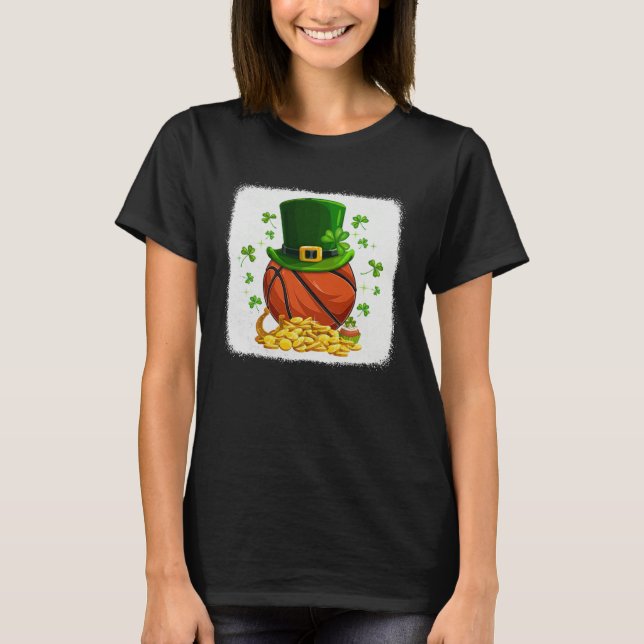 Basketball Ball Leprechaun Hat Shamrock Irish St P T-Shirt (Vorderseite)