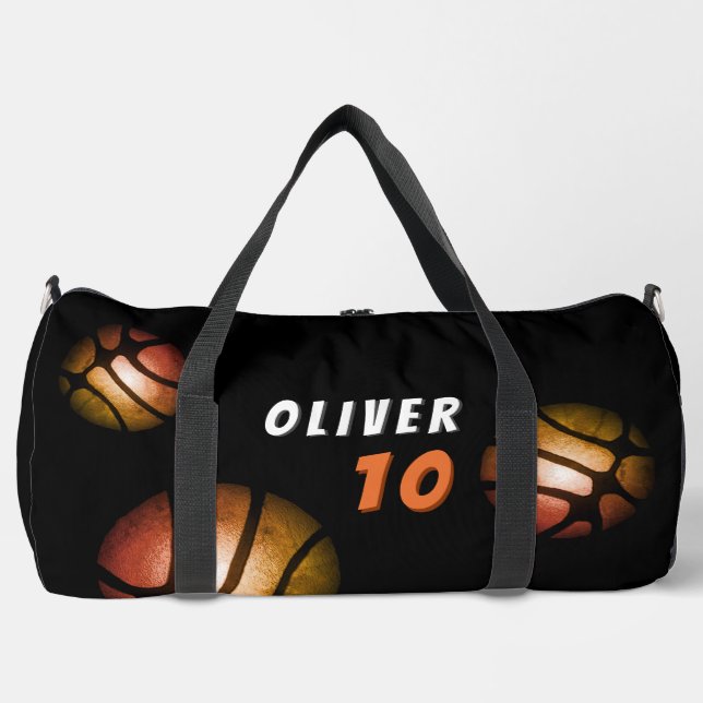 Basketball Ball Metallic Spielernummer Duffle Bag (Vorderseite)