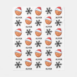 Basketball Ball mit roter Weihnachtsmannmütze Snow Fleecedecke