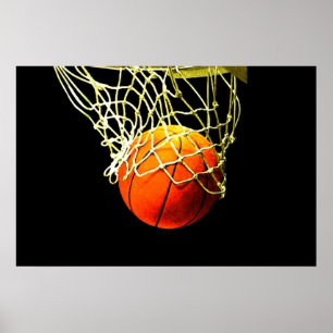 Basketball Ball & Net Print Poster