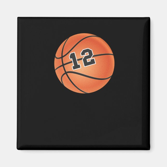 Basketball-Ball Nummer 12 Magnet (Vorne)