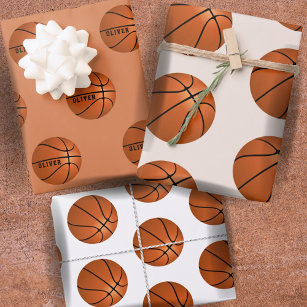 Basketball Ball Pattern Kinder Geburtsname Wrappin Geschenkpapier Set