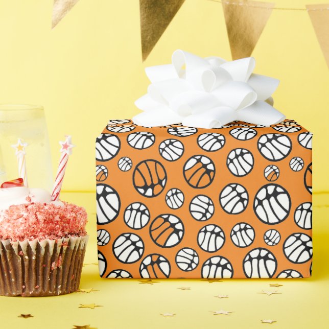 Basketball Ball Pattern Orange  Geschenkpapier (Geburtstagsparty)