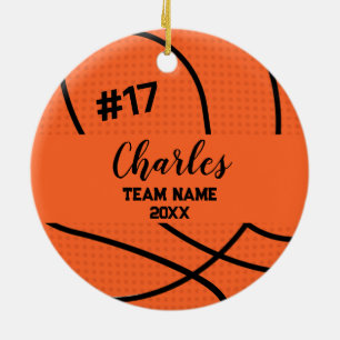 Basketball Ball Player Individuelle Name-Nummer Keramik Ornament