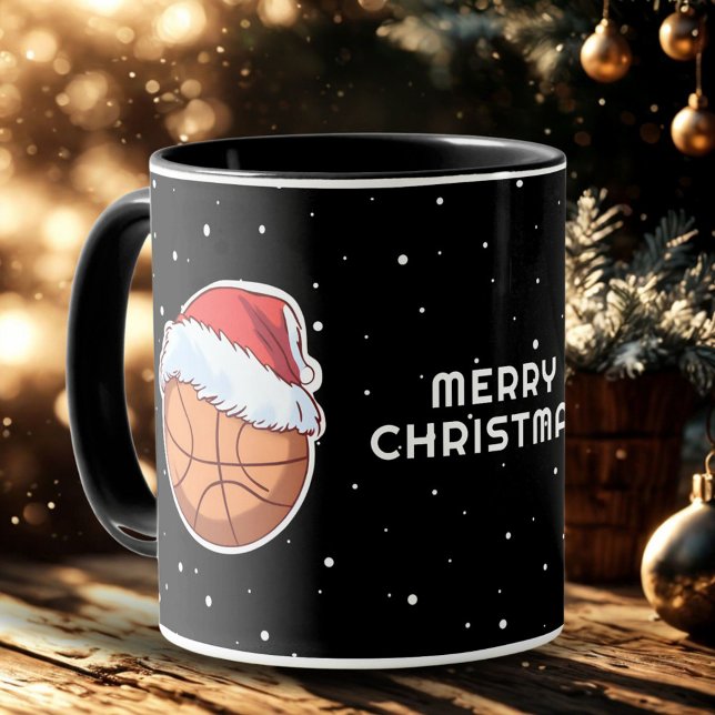 Basketball Ball Rote Weihnachtsmannmütze Frohe Wei Tasse (Von Creator hochgeladen)