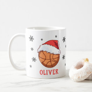 Basketball Ball Santa Claus Hut Schneeflocke Name Kaffeetasse