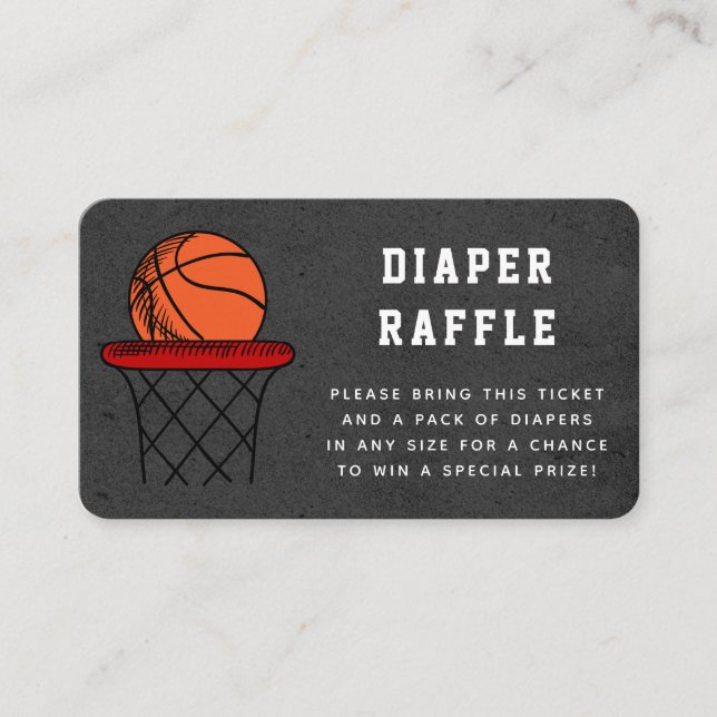 Basketball Ball Sport Diaper Raffle Baby Dusche Begleitkarte (Vorderseite)