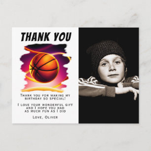 Basketball Ball Sport Foto Geburtstag Danke   Postkarte