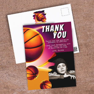 Basketball Ball Sport Foto Geburtstag Danke  Postkarte