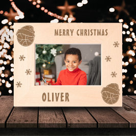 Basketball Ball Sport Frohe Weihnachten Geätzte Rahmen