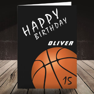 Basketball Ball Sports Black Boys Happy Geburtstag Karte