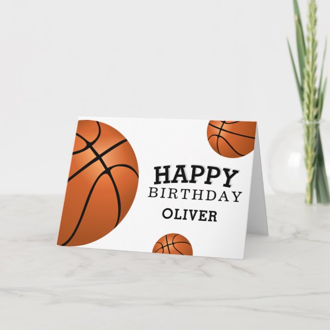 Basketball Ball Sports Happy Birthday Kids Karte (Vorderseite)
