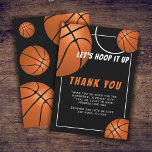 Basketball Ball Sports Kindergeburtstag Dankeskarte<br><div class="desc">Basketball Ball Fun Sports Kindergeburtstag Danke Karte. Das Design hat einen lustigen Text "Lasst uns es aufhacken" und Basketballbälle auf schwarzem Hintergrund. Fügen Sie Ihrem Dankeschön Notiz und Name.</div>