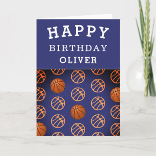Basketball Ball Sports Pattern Happy Birthday Kid Karte