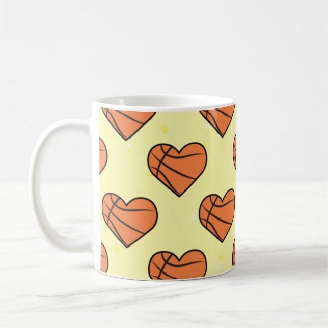 Basketball-Ball-Textur in Herz-Form Muster Kaffeetasse (Links)