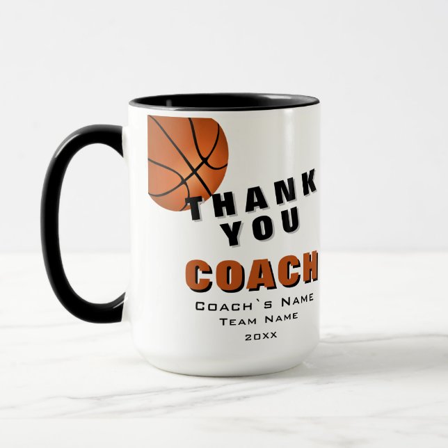 Basketball Ball Thank you Coach  Tasse (Links)