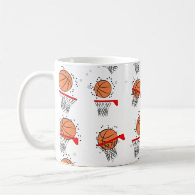 Basketball - Ball- und Hoop-Muster Kaffeetasse (Links)