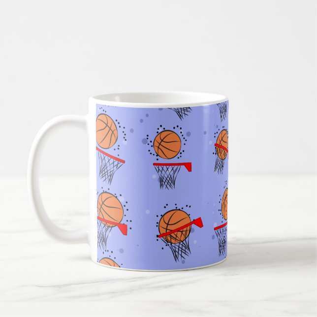 Basketball - Ball- und Hoop-Muster Kaffeetasse (Links)