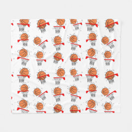 Basketball - Ball und Reifenmuster  Fleecedecke