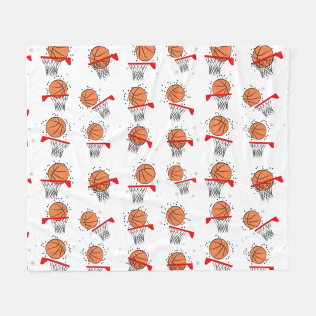 Basketball - Ball und Reifenmuster  Fleecedecke (Vorderseite (Horizontal))