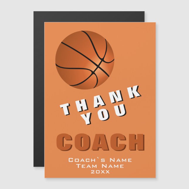 Basketball Ball Vielen Dank Coach Magnet Card (Vorne/Hinten)