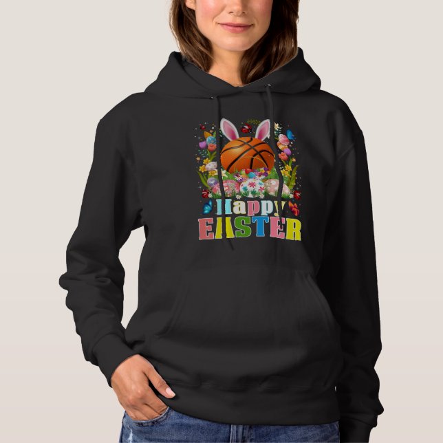 Basketball Ball With Bunny Ears Easter Day Boys Ki Hoodie (Vorderseite)
