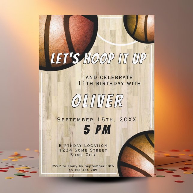 Basketball Ball Wood Flood Sports Kindergeburtstag Einladung (Von Creator hochgeladen)