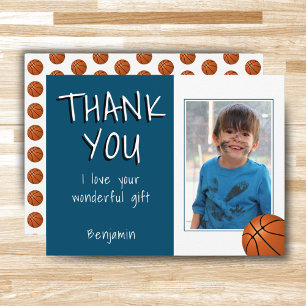 Basketball Bälle Blau Junge Foto Danke Geburtstag Postkarte