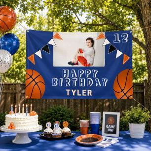 Basketball Bälle Flaggen Kinder Foto Geburtstag Banner