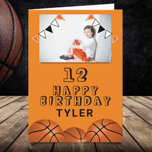 Basketball Bälle Flaggen Kinder Foto Geburtstag Karte