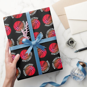 Basketball Bälle Kinder Name Pink Schwarz Weihnach Geschenkpapier