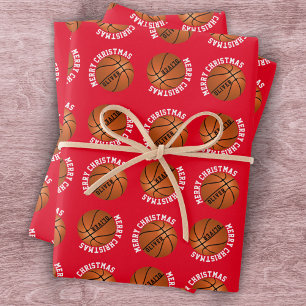 Basketball Bälle Kinder Name Sport Frohe Weihnacht Geschenkpapier Set